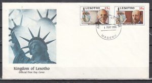 Lesotho, Scott cat. 535-536. Composer Bela Bartok on a First day cover.