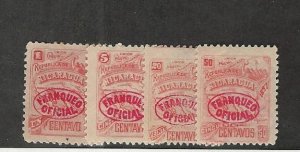 Nicaragua, Postage Stamp, #O109, O111, O113-4 Mint Hinged, 1897 Official