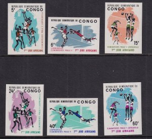 Congo, Democratic Republic  #528-533  MNH 1965 Imperf. First African Games sport