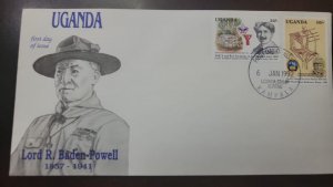 P) 1992 UGANDA, 50TH ANNIVERSARY DEATH OF LORD ROBERT BADEN, WORLD SCOUT JAMBORE