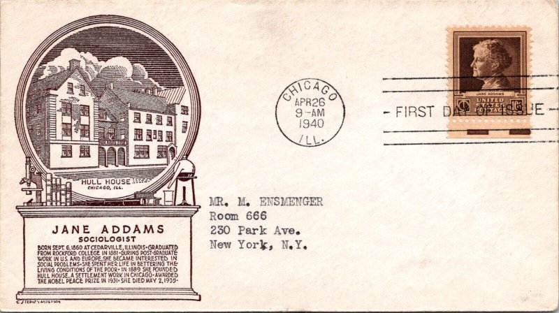 FDC 1940 SC #878 Anderson Cachet - Chicago, ILL - Single - F75281