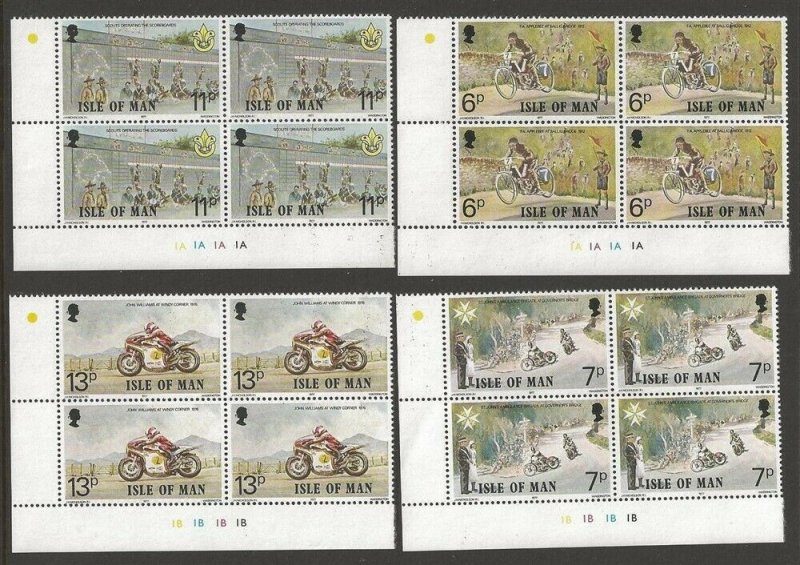 1977 Scouts Isle of Man cycling plate blocks