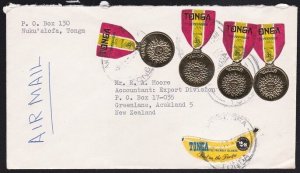 TONGA 1971 Airmail rate cover to NZ - self adhesives franking..............B6686