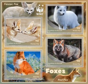 Stamps. Fauna. Foxes 2022 year 1+1 sheets perf Burundi