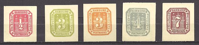 Hamburg 5 values (embossed) Essays?