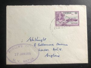 1965 Nukualofa Tonga Toga cover To London England Via MV Matua