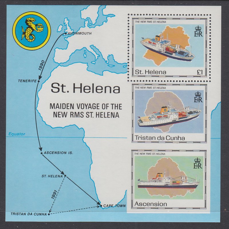 St Helena 539 Ships Map Souvenir Sheet MNH VF