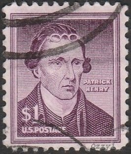 US #1052 1955 $1 Purple Patrick Henry Average Used NH.