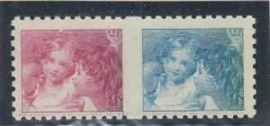 Canada - 1967 Centennial Test Stamp, Baby Sisters Imperf Pair Carmine & Blue
