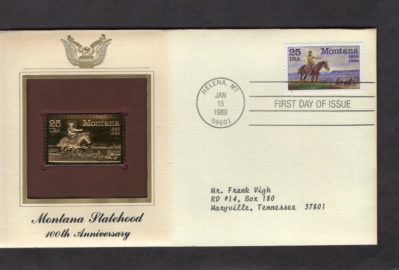 2401 Montana, FDC PCS Gold Replica addressed