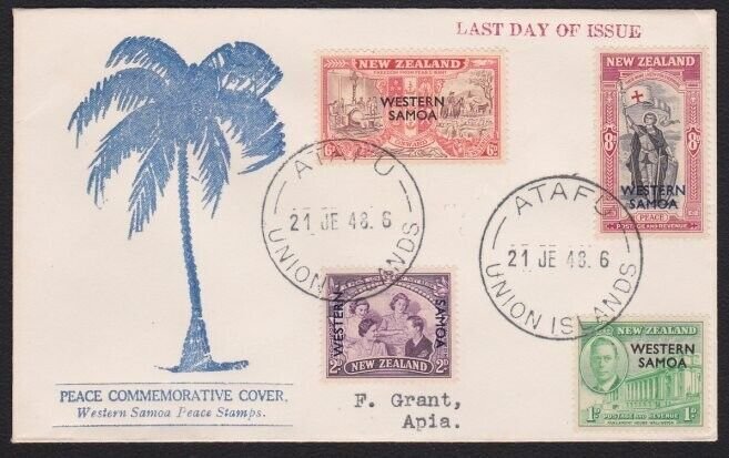 TOKELAU IS 1948 cover - last day of Samoa PO - used from ATAFU.............A7723