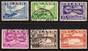 Iceland Scott C15-20 used 1934 Airmail set CV$80.50