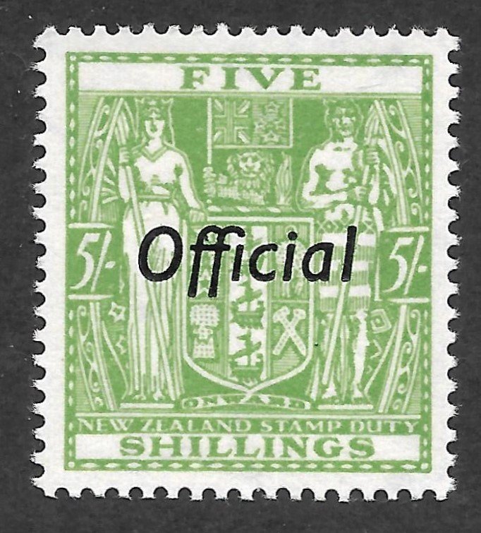Doyle's_Stamps: 1938 MNH New Zealand 5 Shilling Official, Scott #O75**