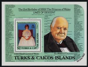 Turks & Caicos 531-4 MNH Princes Diana 21st Birthday, Sandringham, Churchill