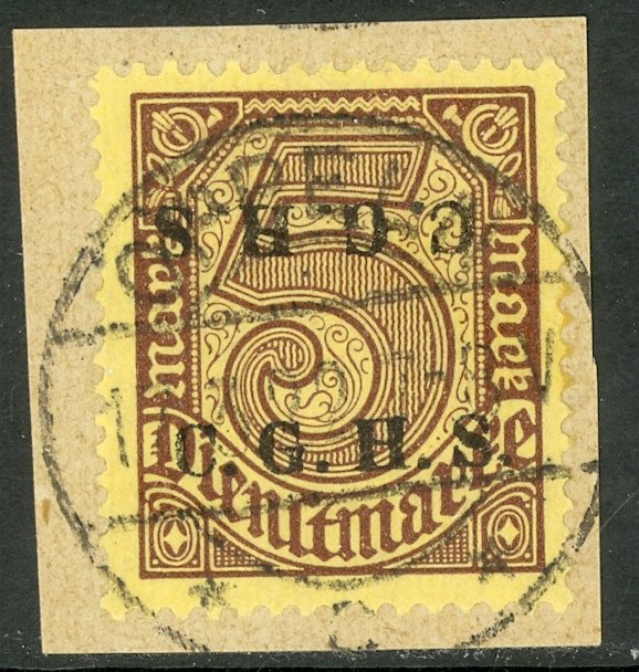 UPPER SILESIA 1920 5m Official C.G.H.S. DOUBLE Top1 Inverted on Piece Mi.D20 XII