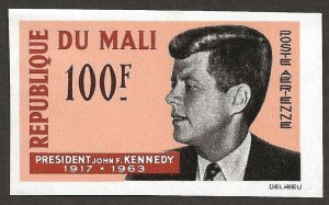 1964 Mali Kennedy 100F IMPERF #C24 VF-NH. Scarce-