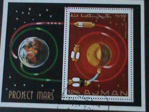 ​AJMAN-1971-THE PROJECT -MISSION TO THE MARS-CTO-S/S -FANCY CANCEL-VERY FINE