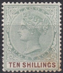 Lagos 1887 Sg41 10s Green & Brown M/Mint Cv £130