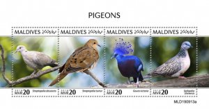 MALDIVES - 2019 - Pigeons - Perf 4v Sheet - MNH