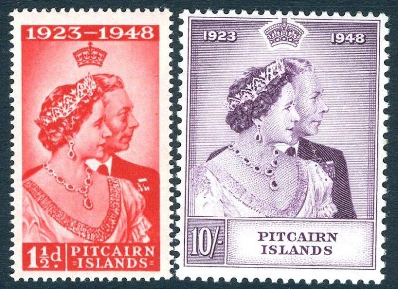 PITCAIRN ISLANDS-1948 Royal Silver Wedding Set Sg 11-12 LIGHTLY MOUNTED MINT 