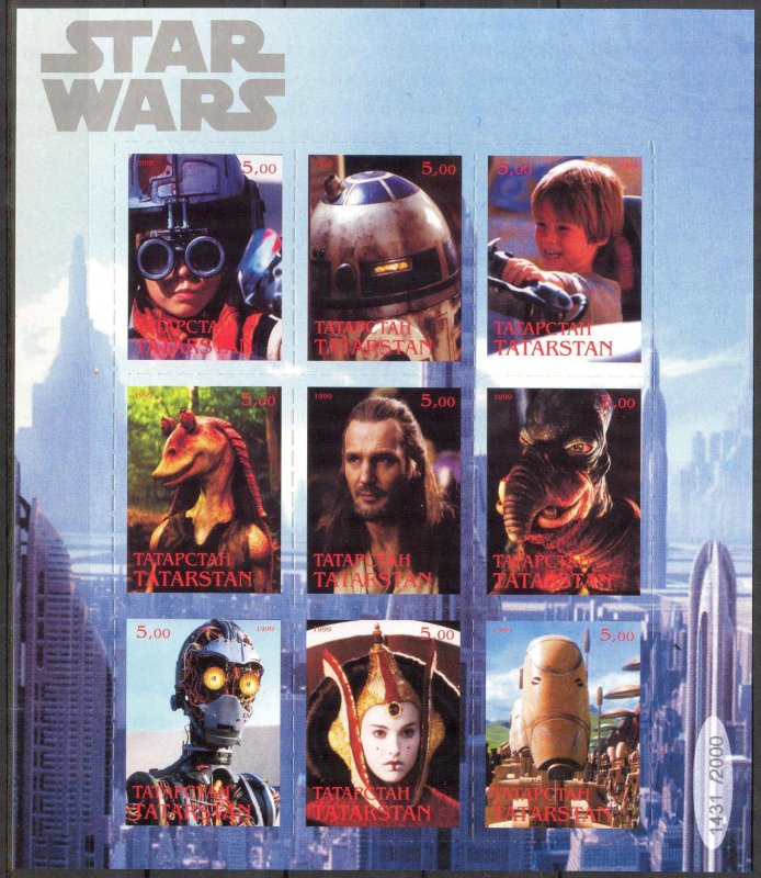 Tatarstan 1999 Cinema  Star Wars  (4) Sheet Digital Perforation MNH Cinderella