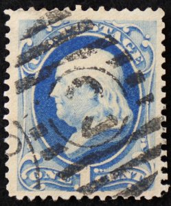 U.S. Used Stamp Scott #156 1c Franklin. Lovely CDS 2 Duplex Cancel. Choice!