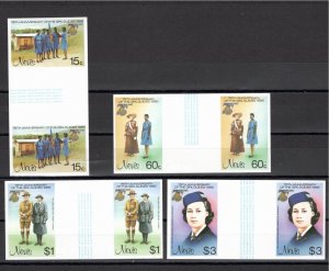 Nevis 1985 MNH Sc 423-6 IMPERFORATE GUTTER PAIRS-1