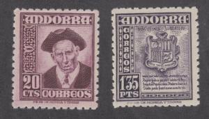 Andorra, Spanish Sc 40,47 MNH. 1948 Definitives, 2 different