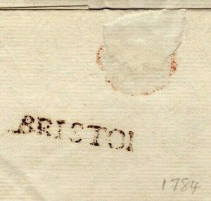 GB Cover *BRISTOL* Straight-Line Handstamp Somerset Bath 1784{samwells}MZ185