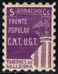 1937 Spain Civil War Charity Poster Stamp 5 Centimos Donation Popular Front