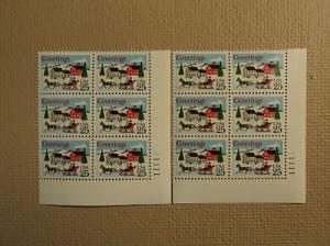 USPS Scott 2400 25c Village Sleigh Scene 1988 Lot Of 2 Pl...