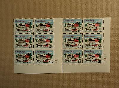 USPS Scott 2400 25c Village Sleigh Scene 1988 Lot Of 2 Pl...