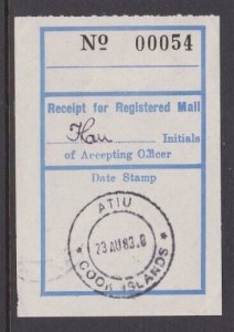 COOK IS 1983 PO registered letter receipt with cds of ATIU.................A8186