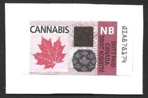 Canada | New Brunswick NB CANNABIS 2018 Marijuana Pot Duty Paid Revenue on Piece