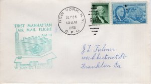 FIRST MANHATTAN AIR MAIL FLIGHT  - NEW YORK, NY  1956  FDC17920
