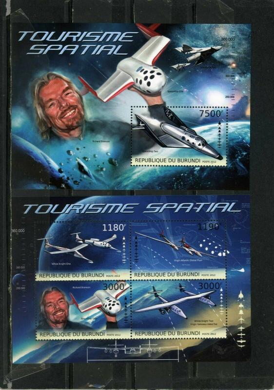 BURUNDI 2012 SPACE TOURISM SHEET OF 4 STAMPS & S/S MNH 