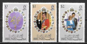 Brunei 268-70 Diana Wedding set MNH (lib)