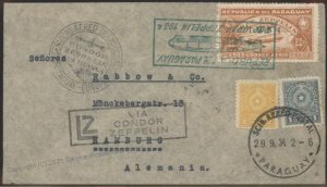 Paraguay 1934 Graf Zeppelin 9.SAF South America Flight Germany Cover 106926