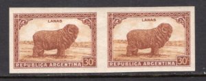 Argentina 1945 Lanas 30c No Watermark IMPERF Pair MNH #533
