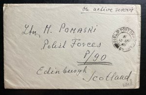 1945 Polish Forces Post office In England  OAS Cover To Edinburgh Scotland