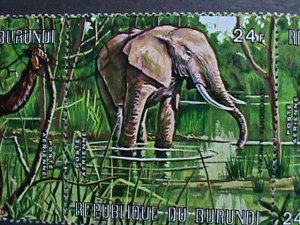 ​BURUNDI-1971 AIRMAIL- SC#C146- WILD LIFE IN JUNGLE CTO STRIPS OF 4 VERY FINE