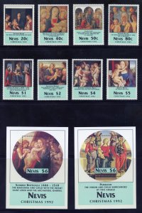 Nevis 750-59 MNH, Christmas Paintings Set from 1992.