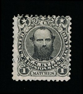 OUTSTANDING SCOTT #RO122b PRIVATE DIE W.S. KYLE MATCH CO ON SILK PAPER #13801