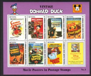 Guyana-Disney VINTAGE OF DONALD DUCK MOVIES #3-VFNH 7 Stamps
