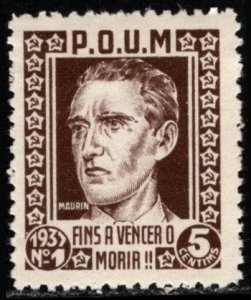 1937 Spain Civil War 5 Centimos P.O.U.M. Labor Party of Marxist Unification