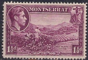 Montserrat 1938 - 48 KGV1 1 1/2d Purple MM SG 103a ( H1324 )