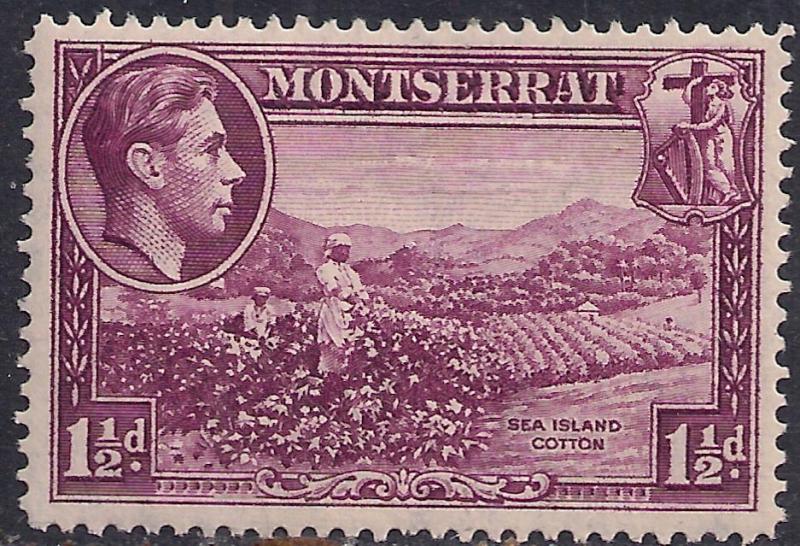 Montserrat 1938 - 48 KGV1 1 1/2d Purple MM SG 103a ( H1324 )