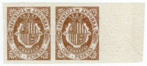 (I.B) Andorra Postal : Arms of The Republic 5Ptas (die proof)