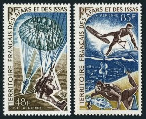 Afars & Issas C51-C52,MNH.Michel 9-10. Parachutist,Water skier,Skin diver.1968.