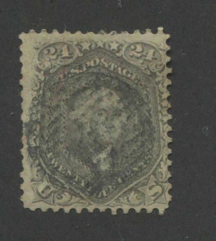 1862 US Stamp #70 24c Used F/VF Faint Grid Duplex Postal Cancel 